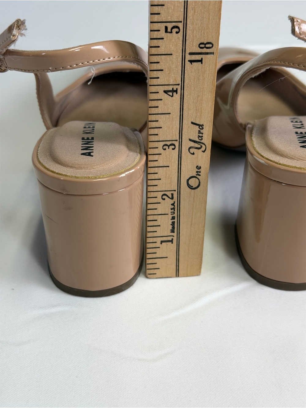 Anne Klein Nude Patent Slingback Block Heel Pumps - Picture 12 of 16